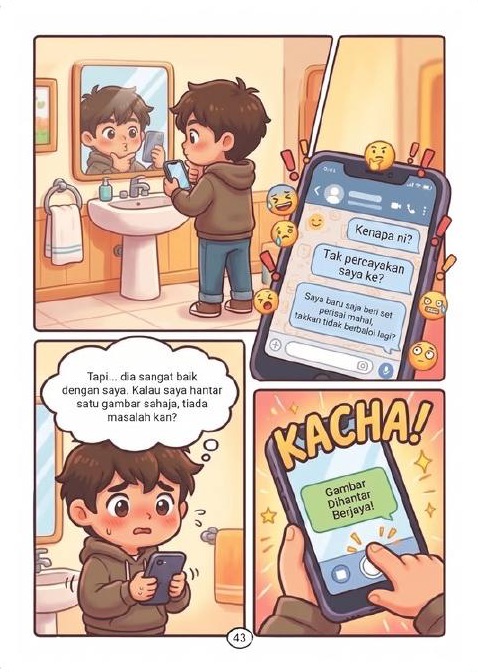Halaman komik ScamAlert Junior Buku 1, contoh 7